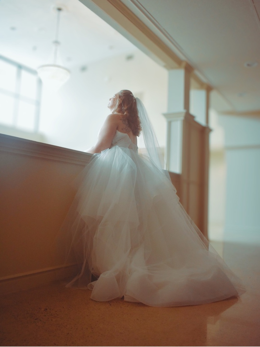 Hayley Paige Occasions White Layered Tulle Ball Gown Wedding Dress